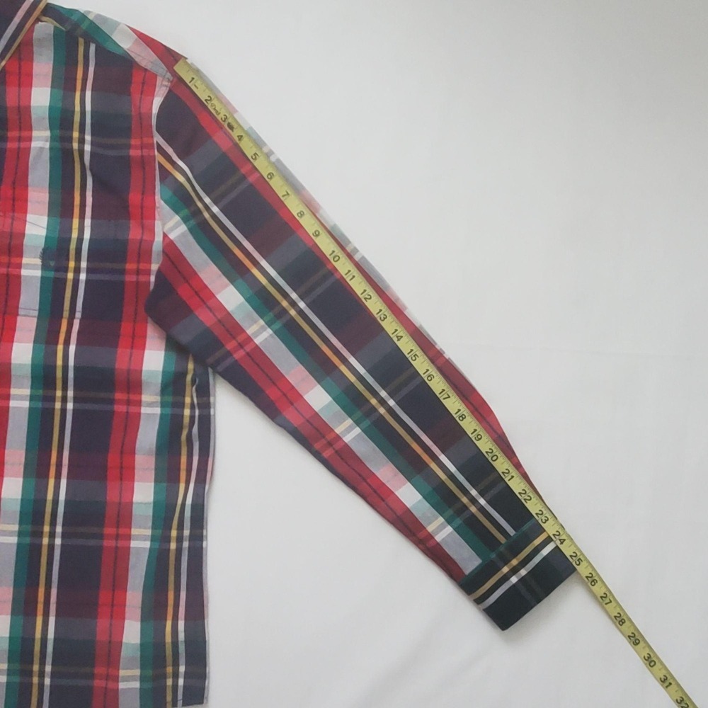 CHAPS Men's Newport Navy Stretch Poplin Plaid Button Down Long-Sleeve Shirt L/G - Picture 13 of 16